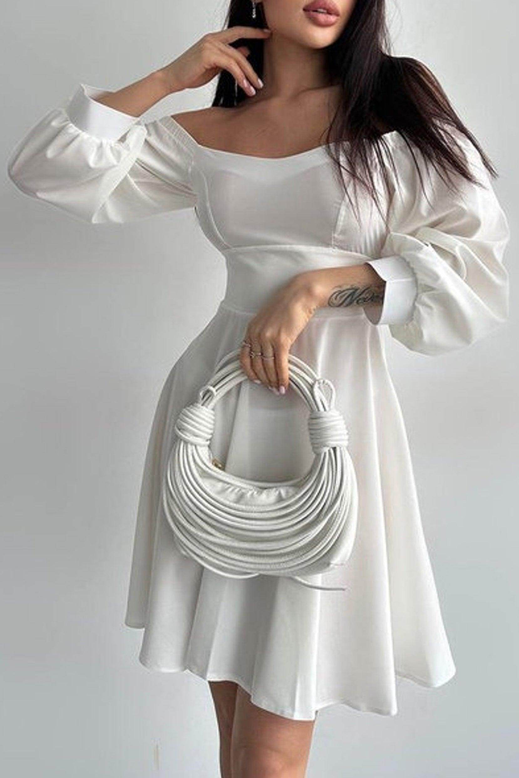 A-Line Knee Length Twisted Silk Fabric Dress CG0149 - COCOMELODY